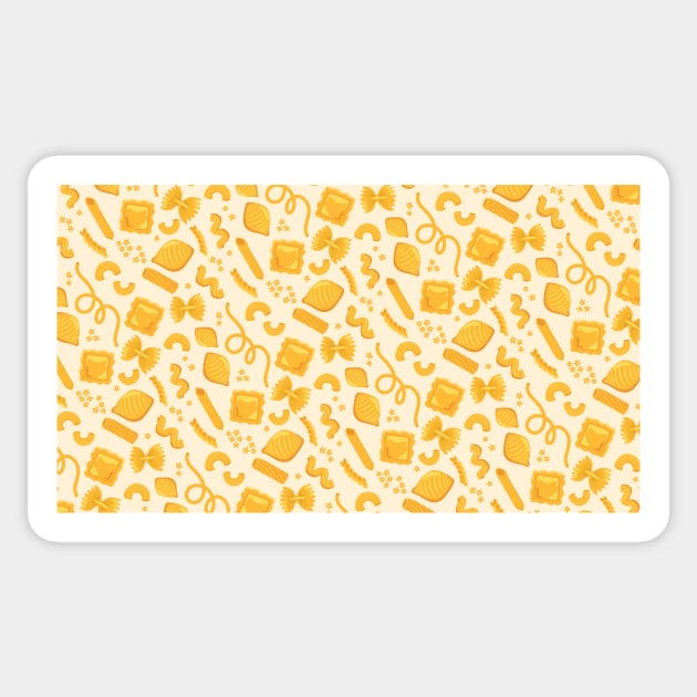 Pattern - assorted pasta shapes on pale yellow Sticker by AtlasMirabilis